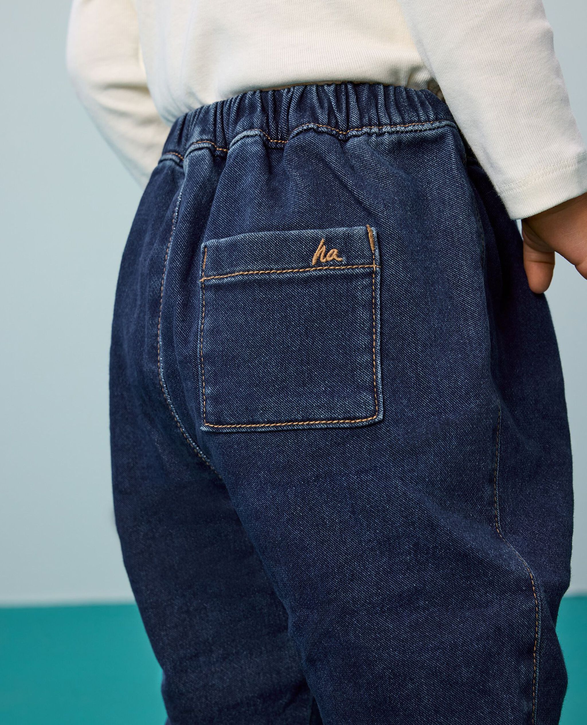 Baby Supersoft Denim Barrel Pants in Dark Wash Denim - main