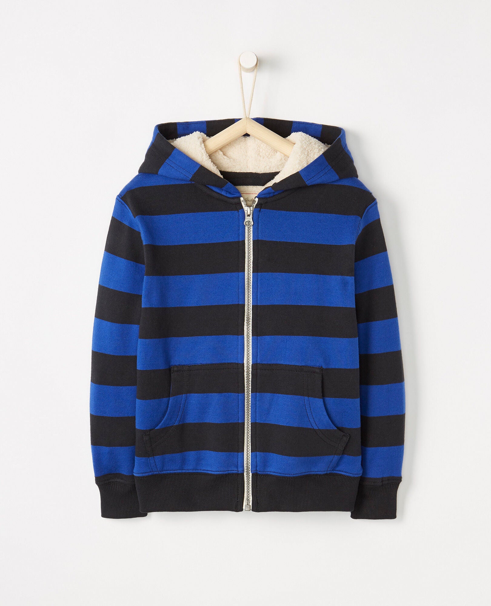 Blue and black striped hoodie deals