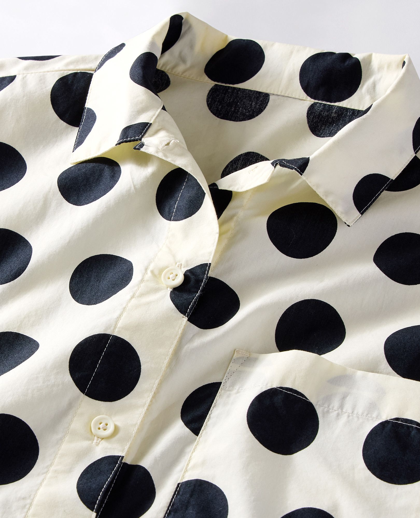Women's Dusen Dusen Long Sleeve Poplin Pajama Set in Sweet Corn/Caviar Dots - main