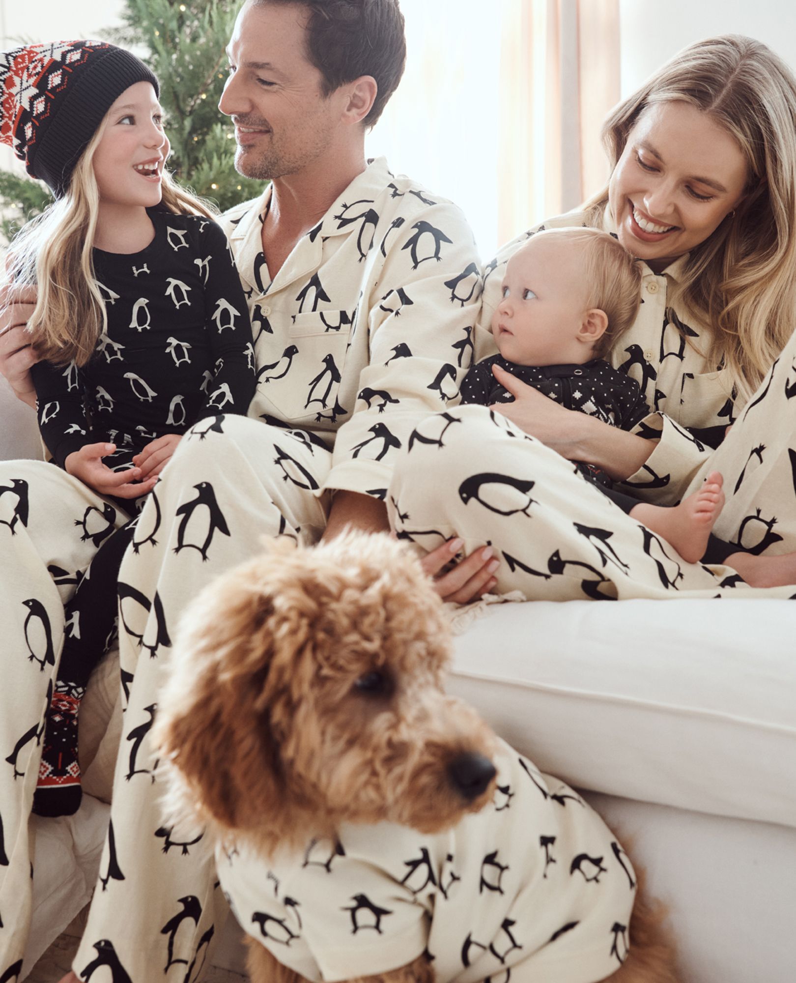 Adult Holiday Flannel Pajama Top in Squeaky the Penguin - main