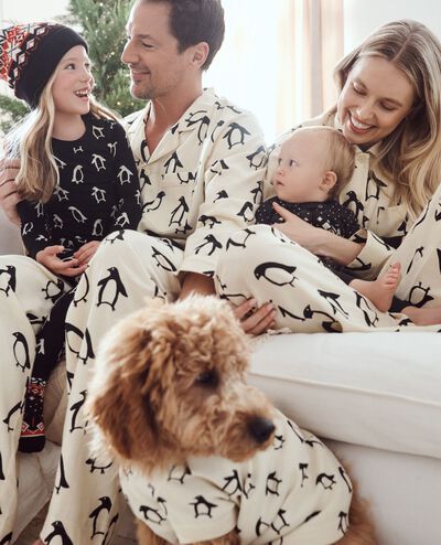 Adult Holiday Flannel Pajama Top in Squeaky the Penguin - main