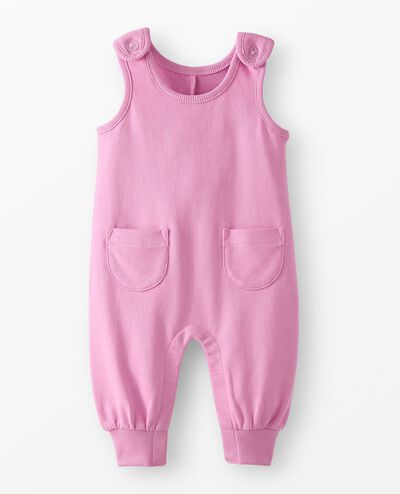 Baby French Terry Overalls in Echinacea - main