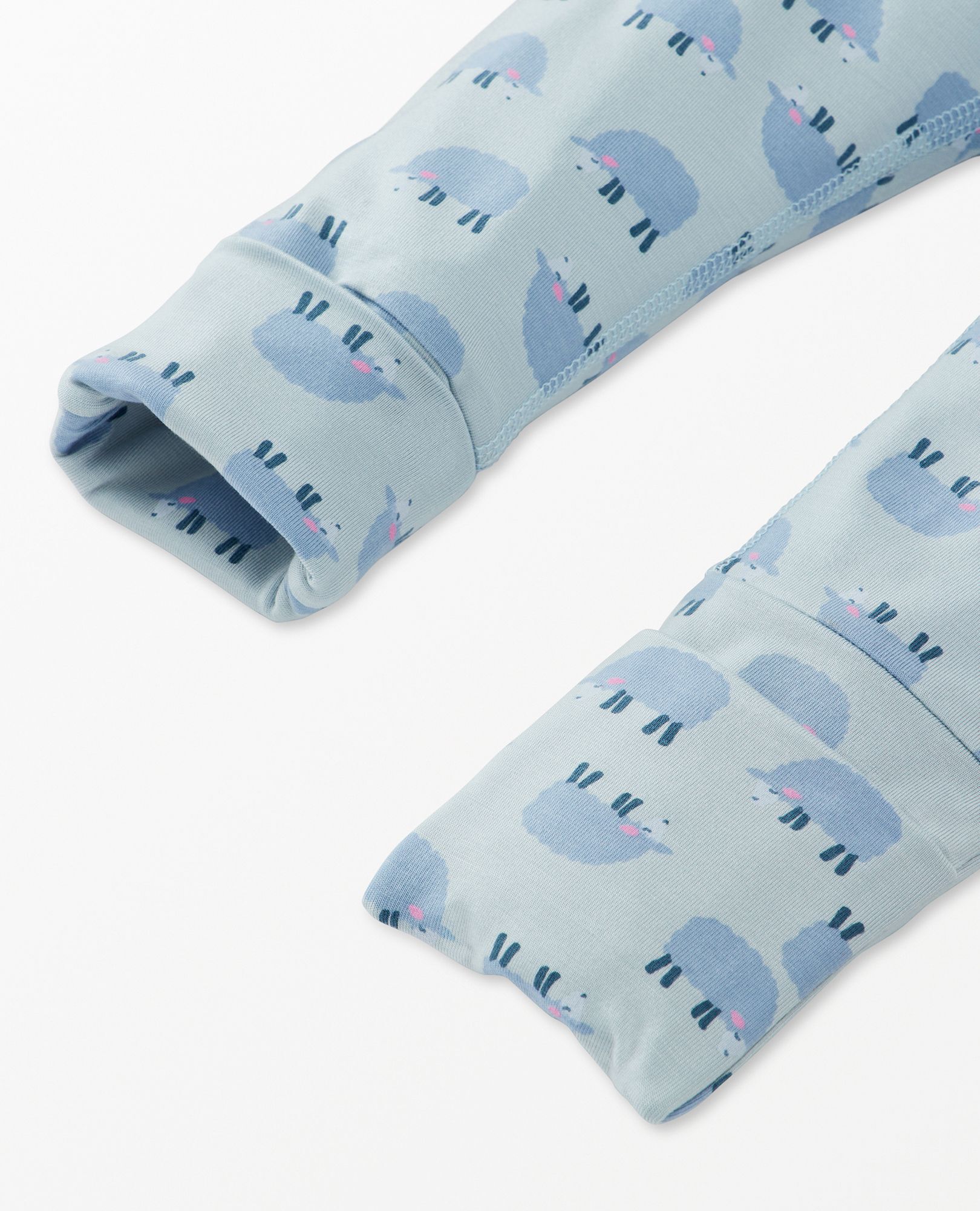 Baby Layette Wiggle Pants in HannaSoft™ in Mini Lamb on Celestial Blue - main