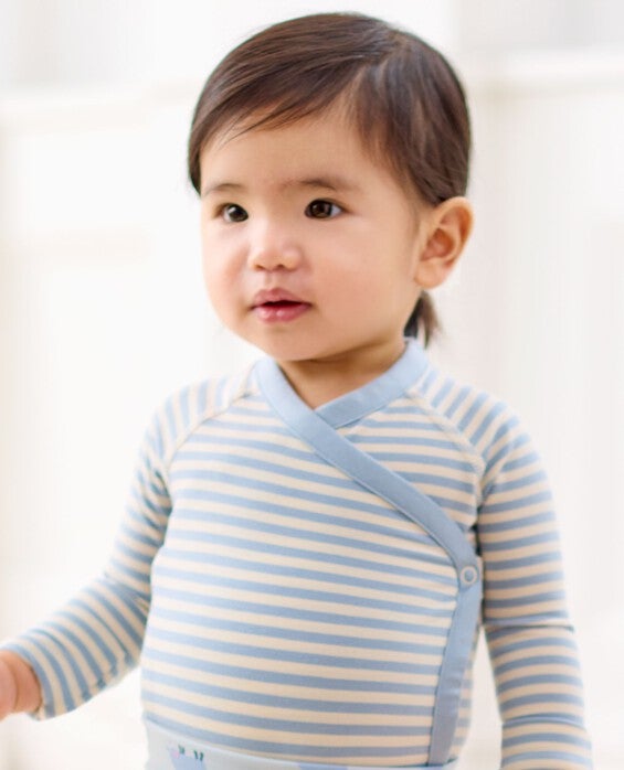 Girls' Ecru & North Air Layette Bodysuit - Size Baby 0-3 mos by Hanna Andersson