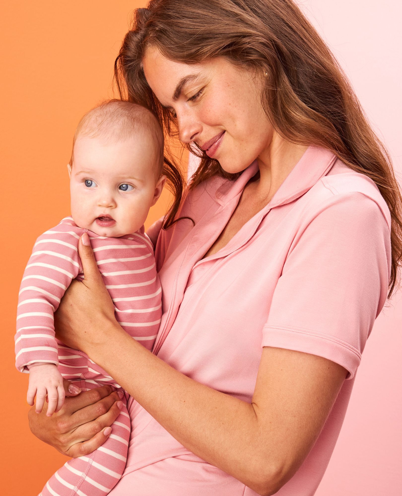 HannaSoft™ Stretch Skin-to-Skin Sleeper in Powdered Rose/Ecru - main