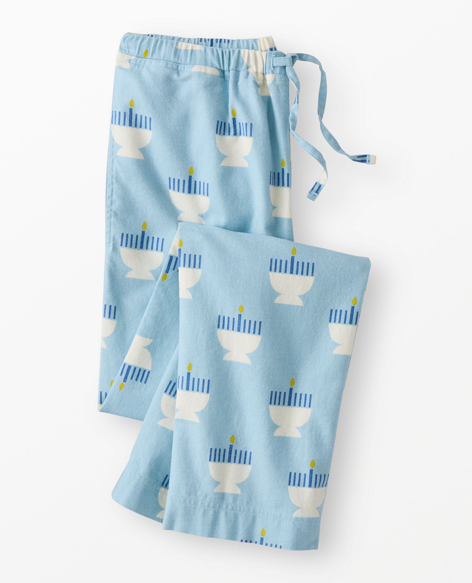 Adult Holiday Flannel Pajama Pants in 8 Nights of Light on Blue - main