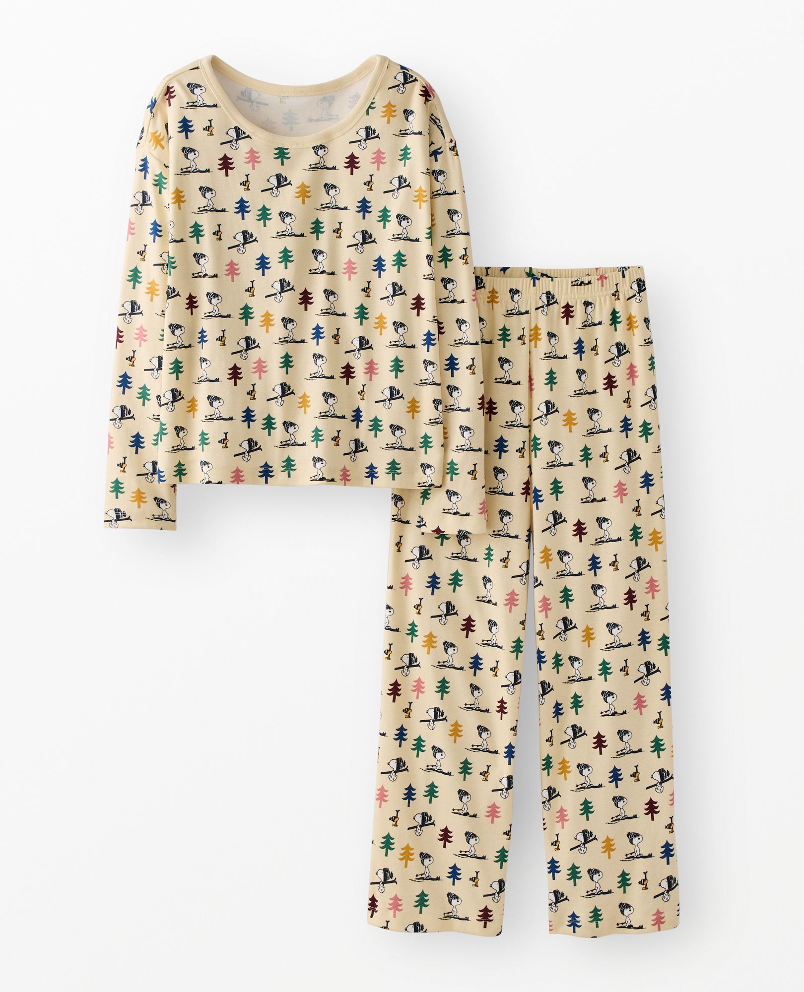 Women's Peanuts Holiday Wide Leg Pajama Set in Snoopy Skiing - main