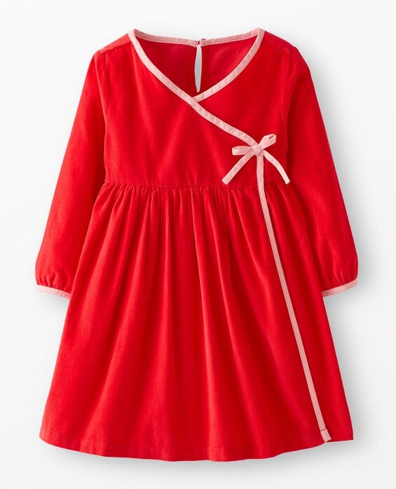 Girls’ Ribbon Red Balloon Sleeve Corduroy Wrap Dress with Pockets in 100% Combed Cotton – Size Toddler 3 by Hanna Andersson Girls’ Ribbon Red Balloon Sleeve Corduroy Wrap Dress with Pockets in 100% Combed Cotton – Size Toddler 3 by Hanna Andersson