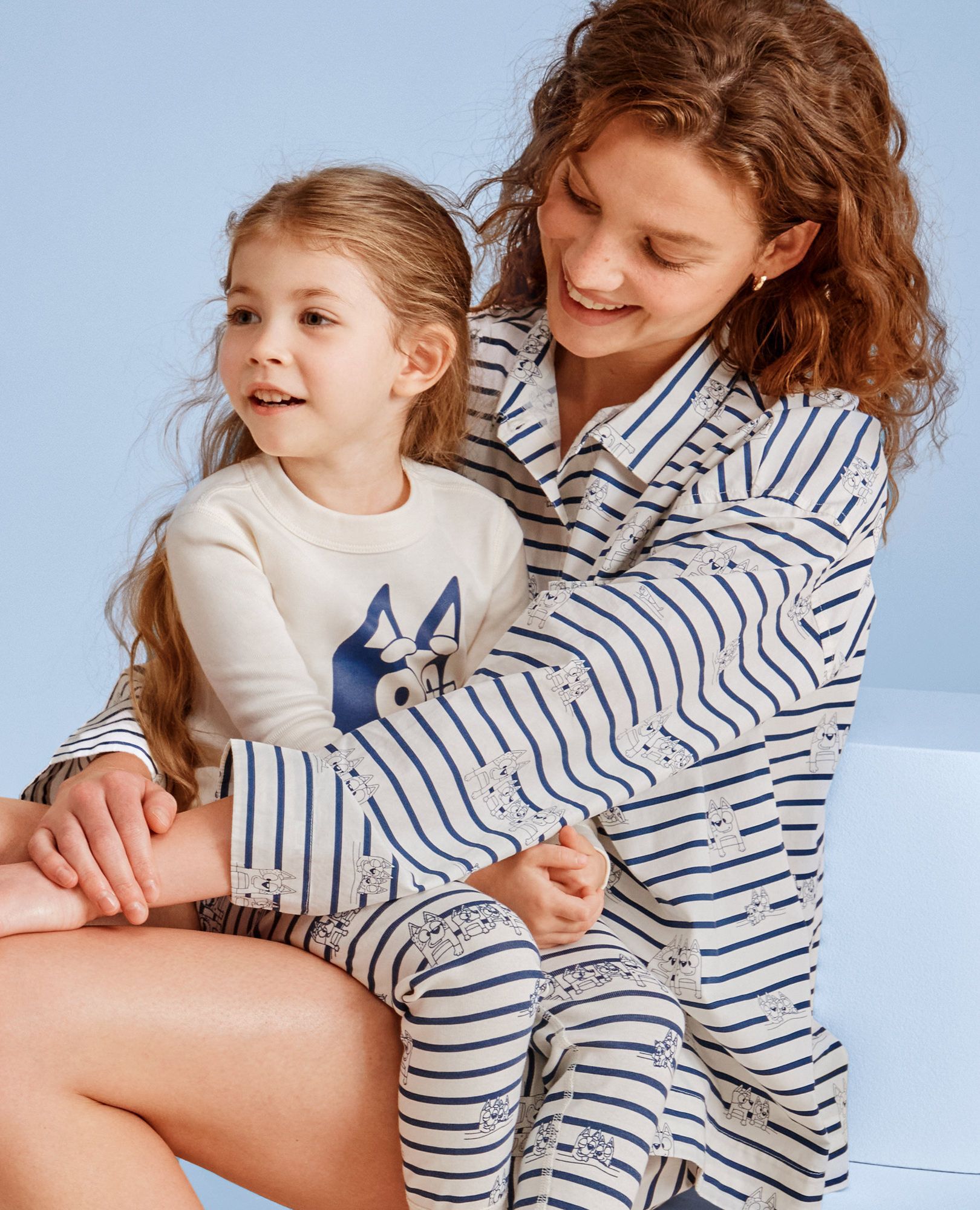 Women's Bluey Long Sleeve Poplin Pajama Set in Bluey Family Sleepover - main