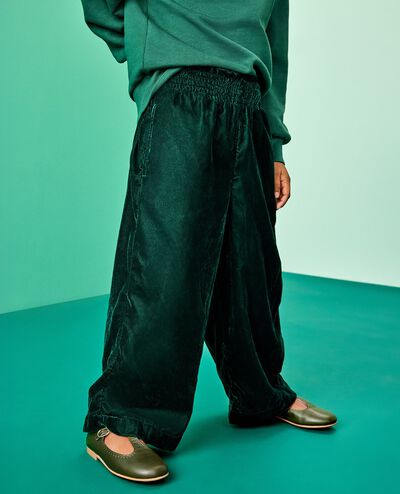 Velvet Wide Leg Pants in Malachite - main