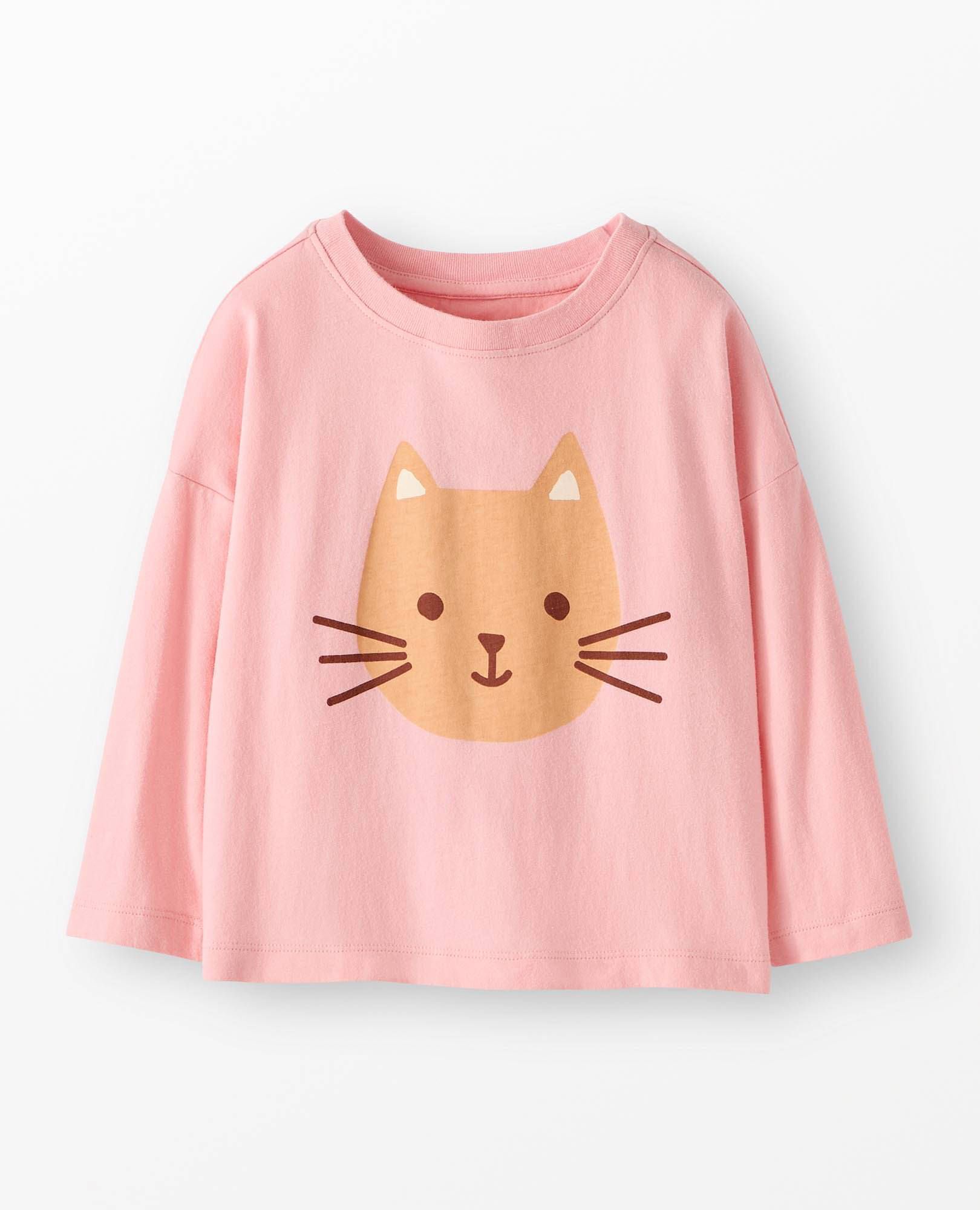 Relaxed Fit Graphic T-Shirt in Cat on Frosting Pink - main