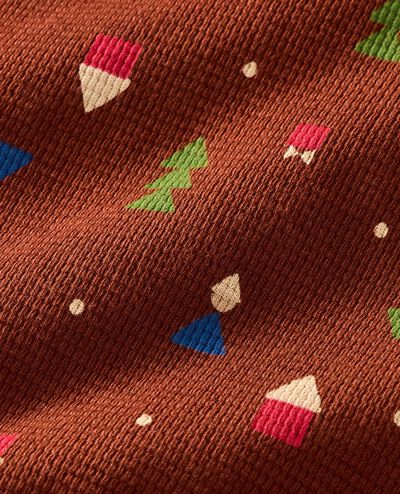 Holiday Waffle Crewneck in Forest Gnomes on Brown - main