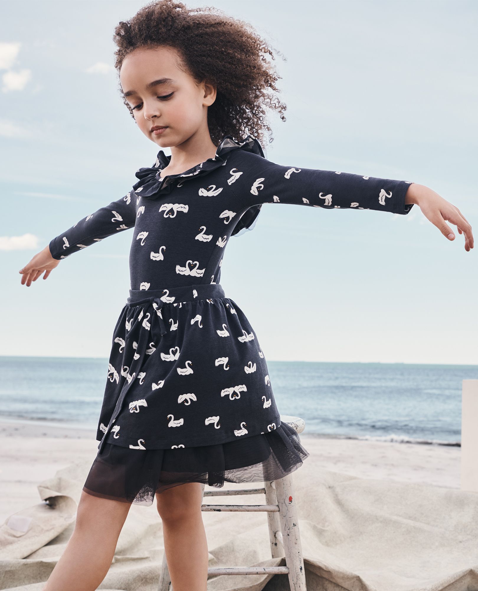 Long Sleeve Ruffle-Neck Bodysuit | Hanna Andersson
