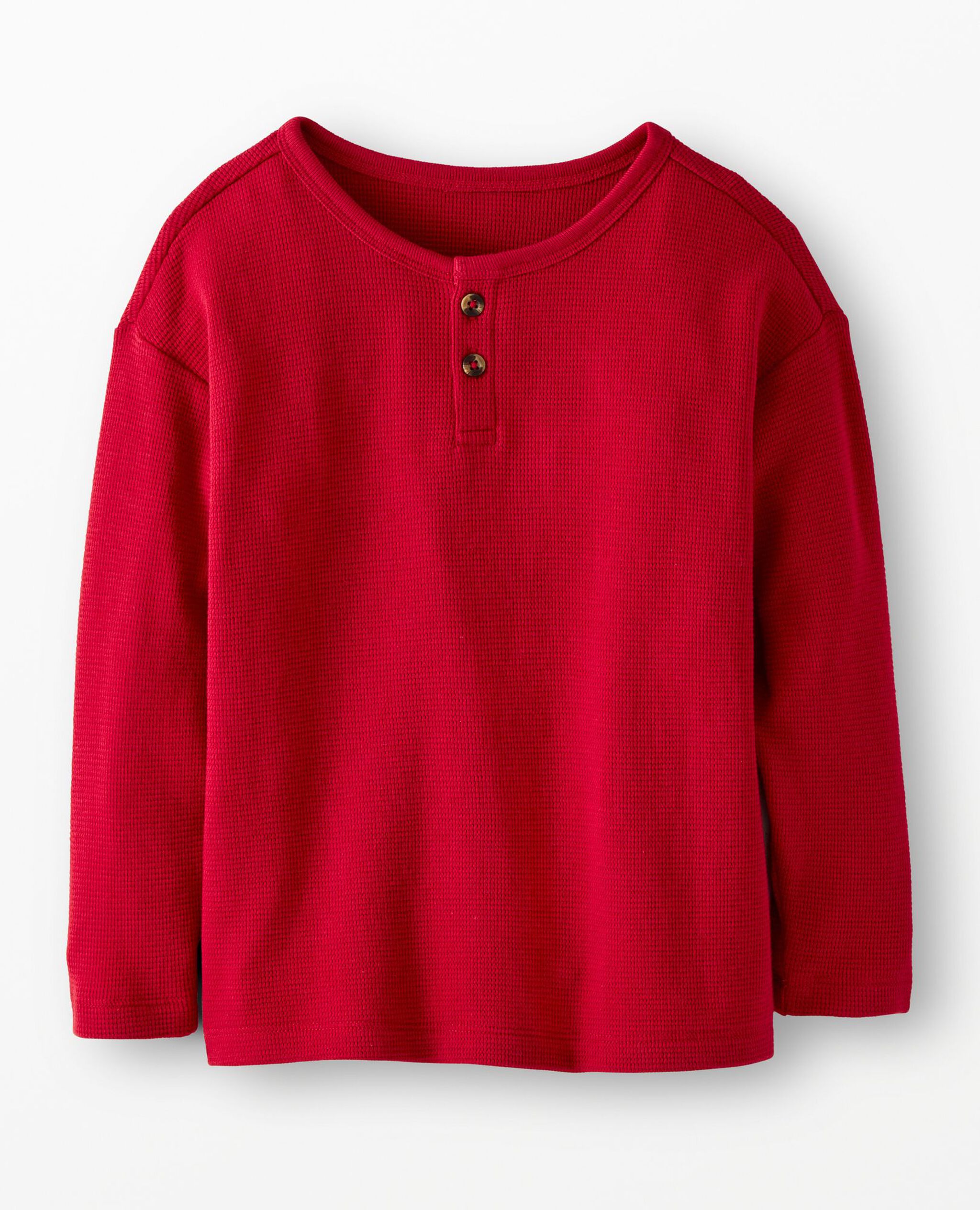 Relaxed Fit Waffle Henley in Rich Red - main