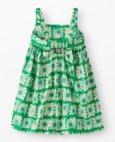 Sleeveless Back Cut Out Dress with Pockets in Funky Floral on Island Green - main
