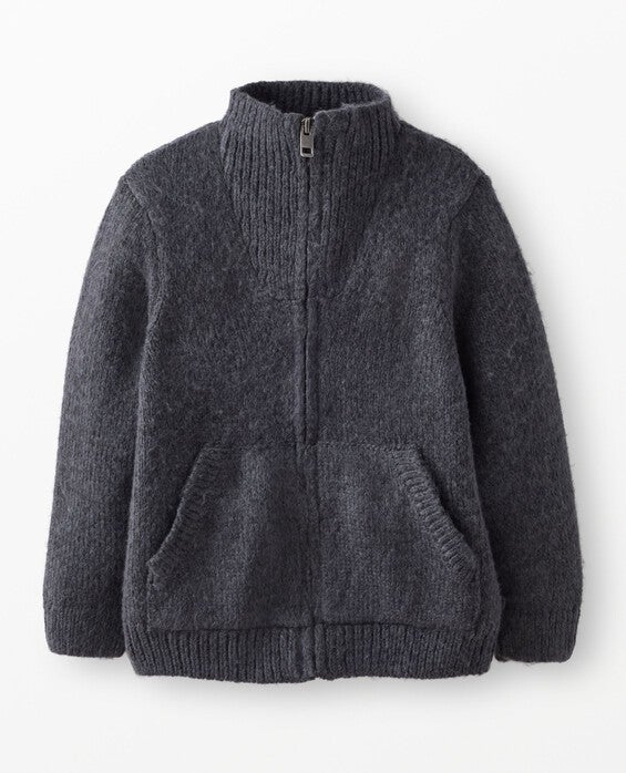 Boys' Granite Grey Heathered Zip Up Sweater - Size Toddler 3 by Hanna Andersson