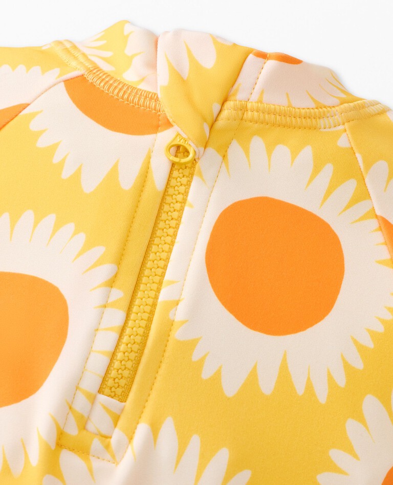 Baby Skirted Rash Guard Swimsuit in Sunny Sunflowers - main