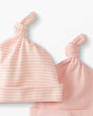 Baby Top Knot Beanie In Organic Cotton 2-Pack in Petal Pink - main
