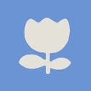 Women's Bikini Top in Tossed Tulips on Blue - swatch