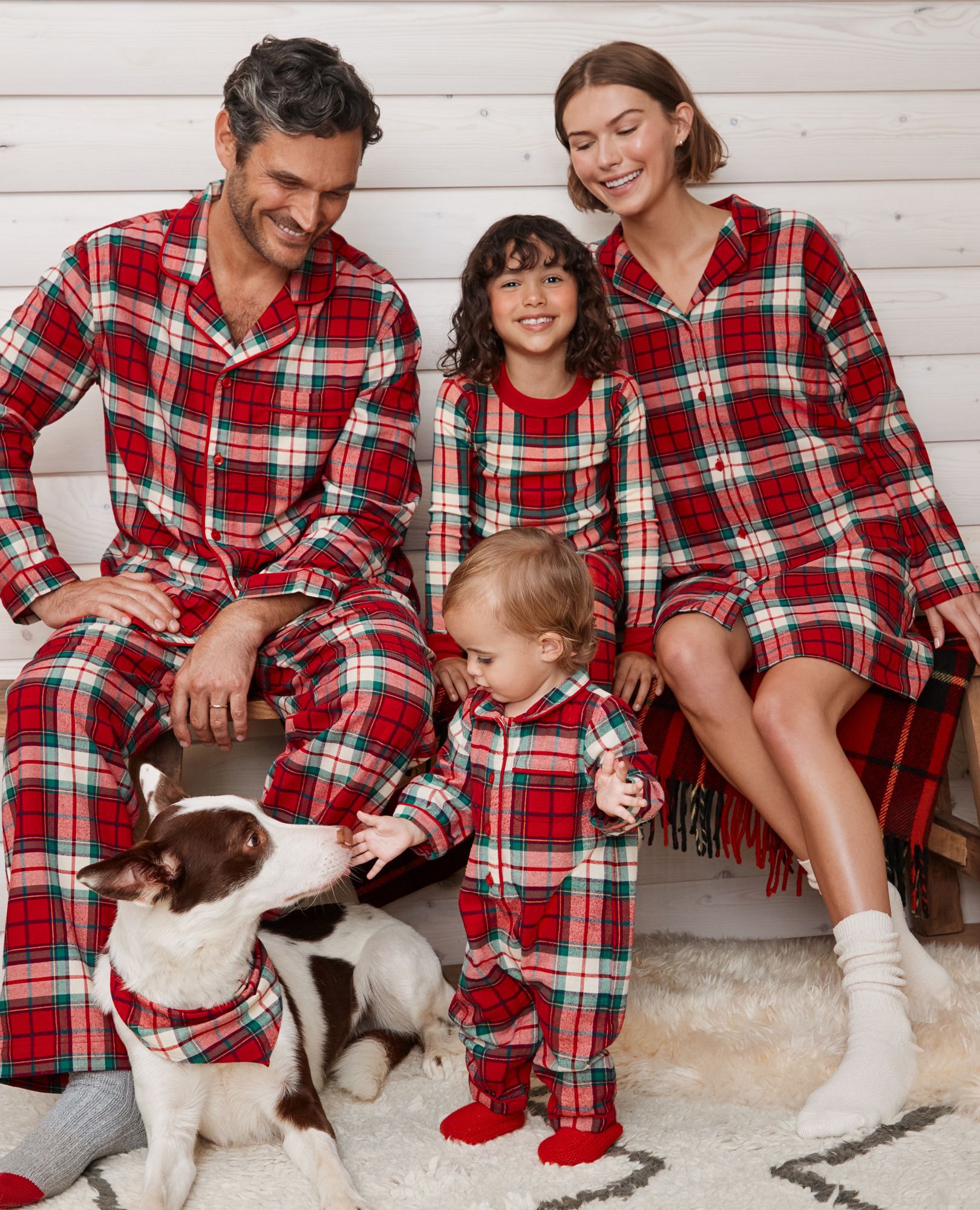 Women's Holiday Flannel Nightshirt in Red Holiday Plaid - main