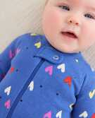 Baby Zip Sleeper in Mini Hearts on Blue - main