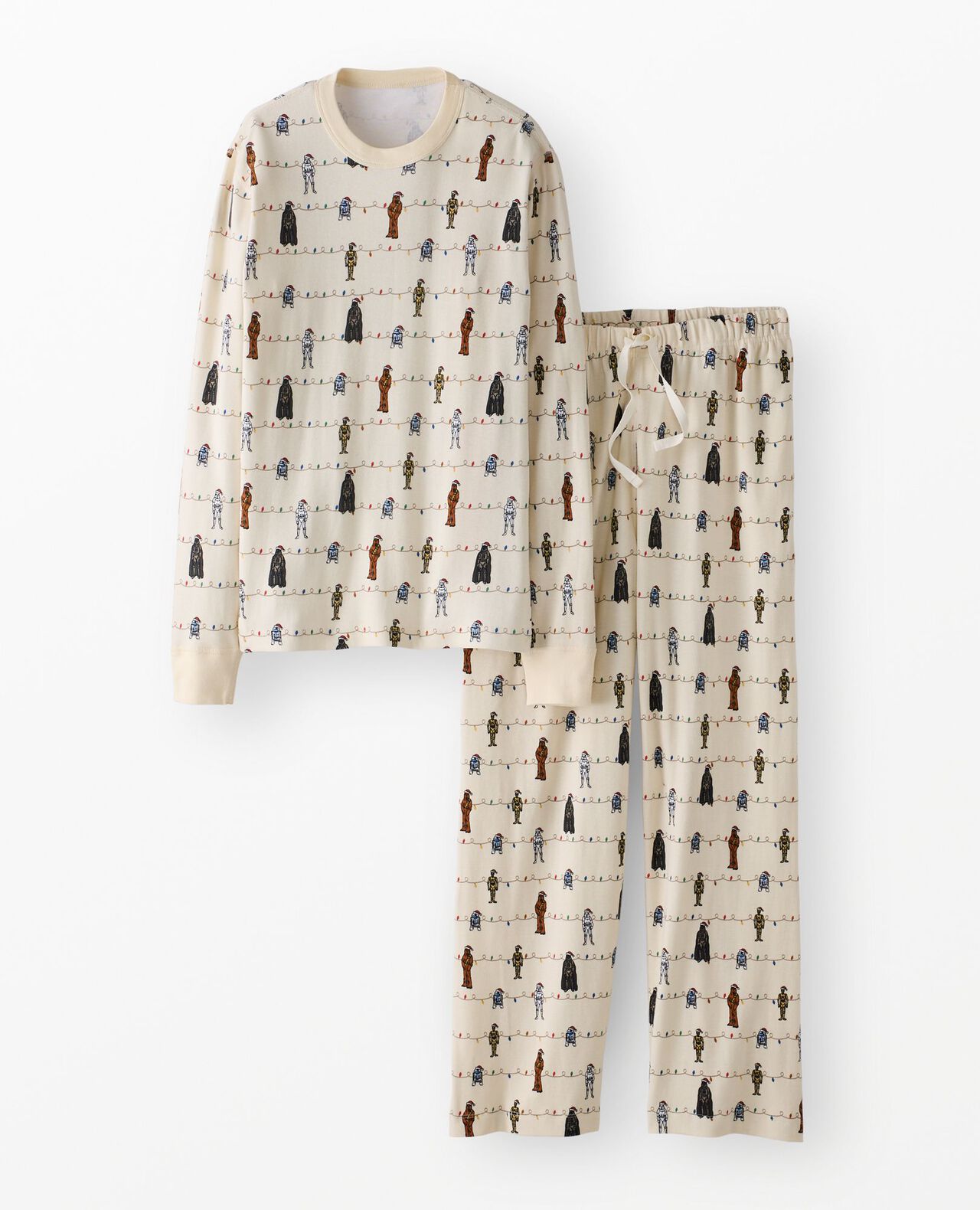 Adult STAR WARS™ Holiday Relaxed Fit Pajama Set in Star Wars String Lights on Ecru - main