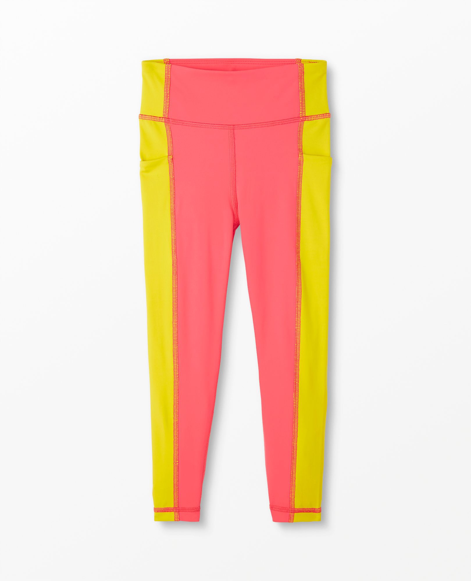 Kid Girl Letter Print Colorblock Leggings