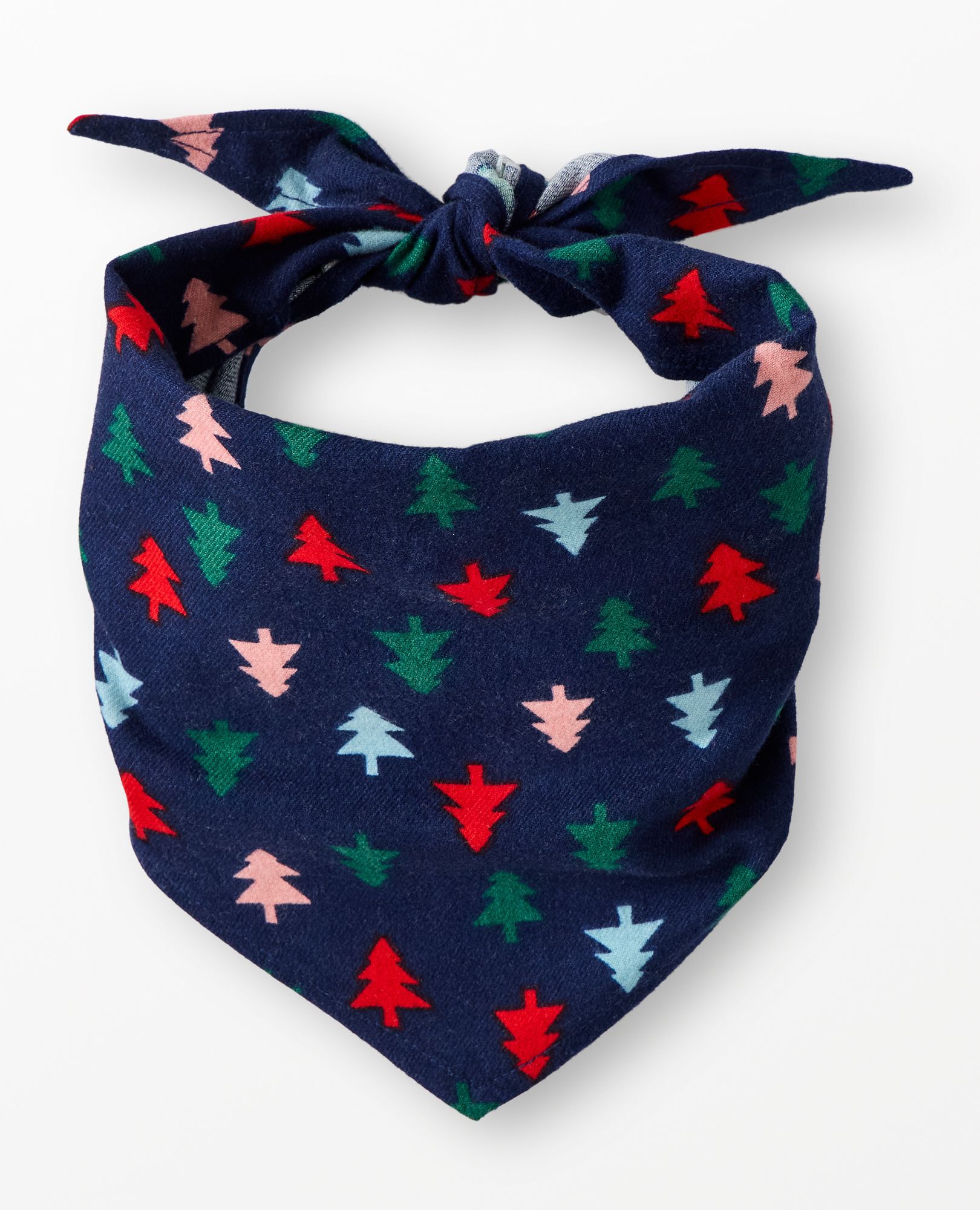 Holiday Flannel Dog Bandana in Multi Trees on Navy Blue - main