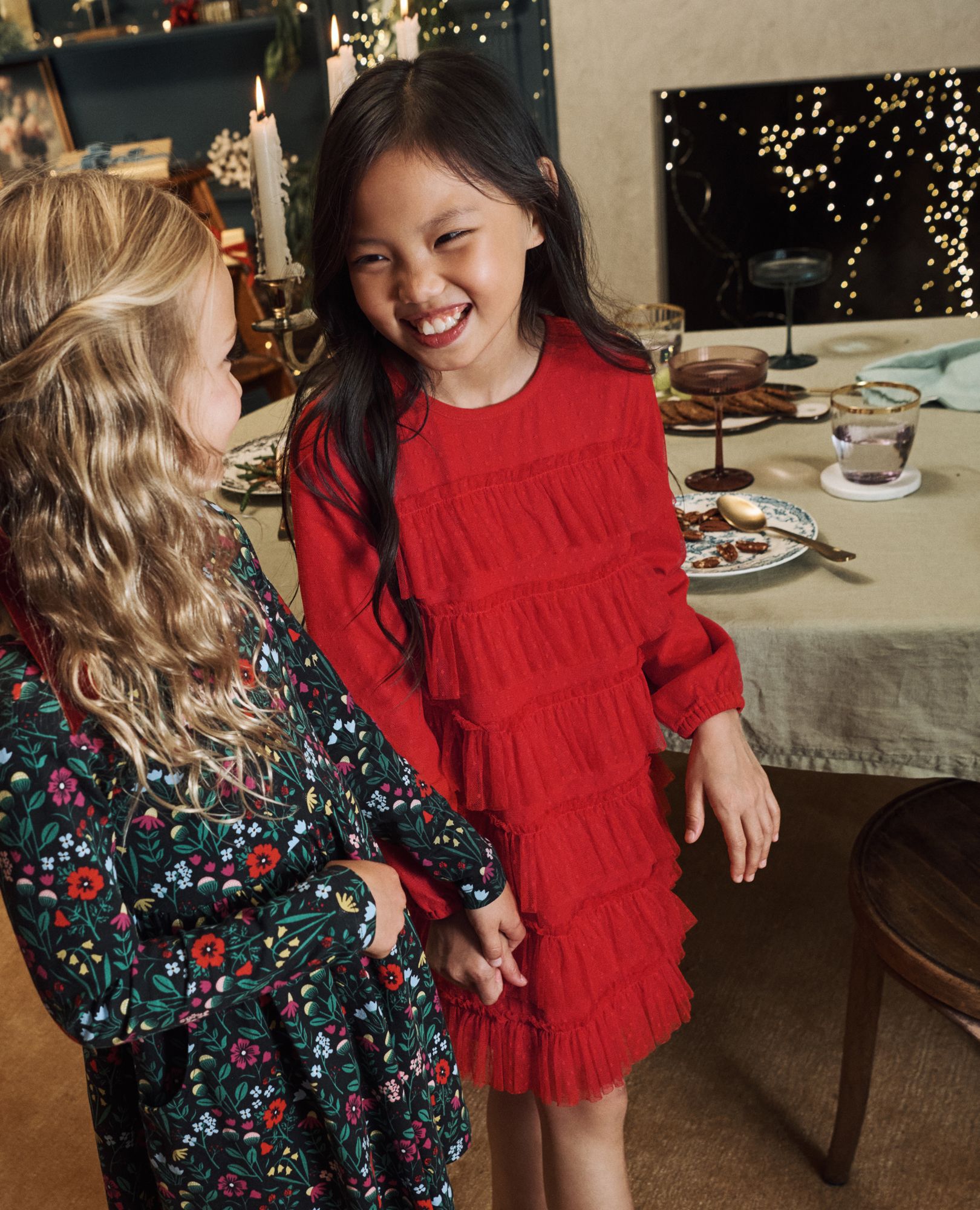 Red ruffle sleeve dress cheap