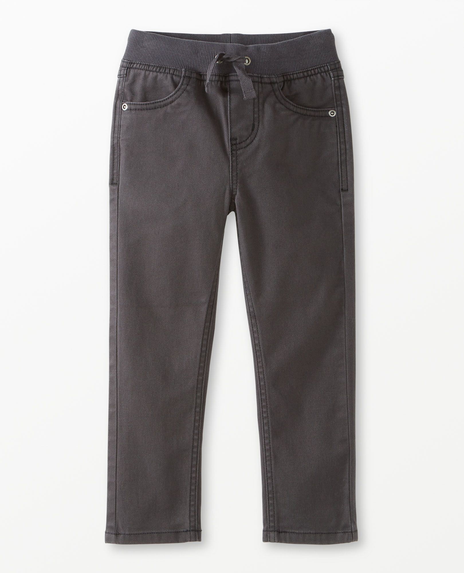 Slim Fit Twill Pull-On Pants in Soft Black - main