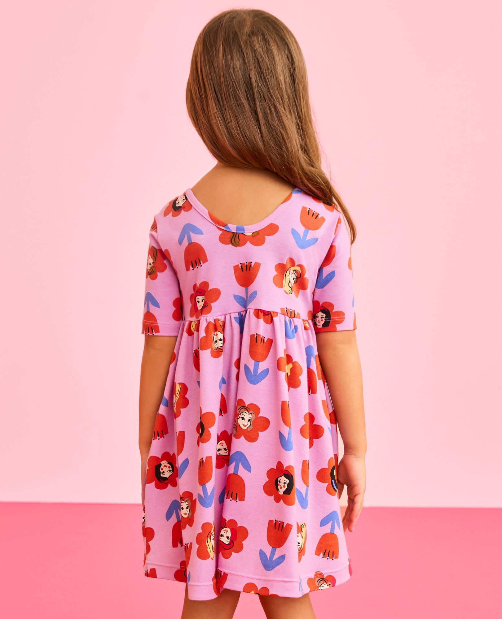 Disney Princess Skater Dress with Pockets in Princess Bold Floral Pink - main