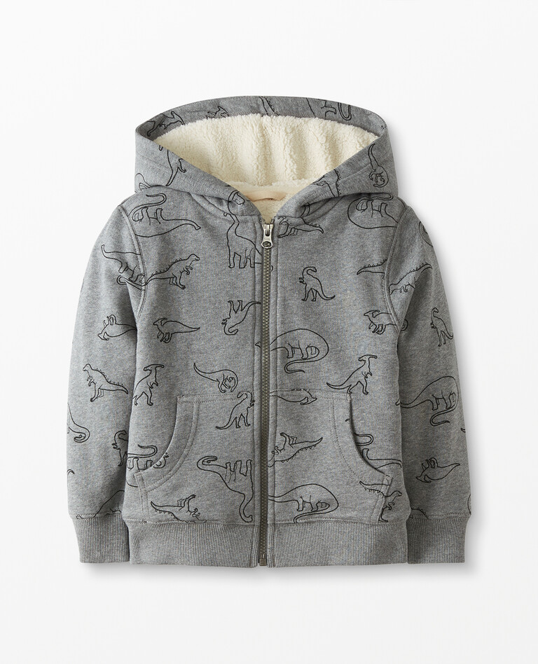 Sherpa Lined Hoodie in Dino Outlines - main