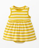 Baby Sleeveless Skirted Bodysuit in Ecru/Sulfur Yellow - main
