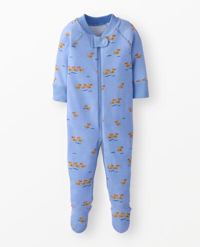 HannaJams™ Footed Sleeper in Ducks on Storm Blue - main