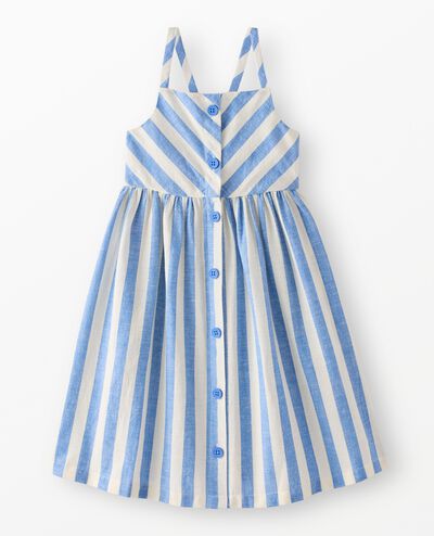 Sleeveless Linen Midi Dress with Pockets in Horizon Blue/Ecru - main