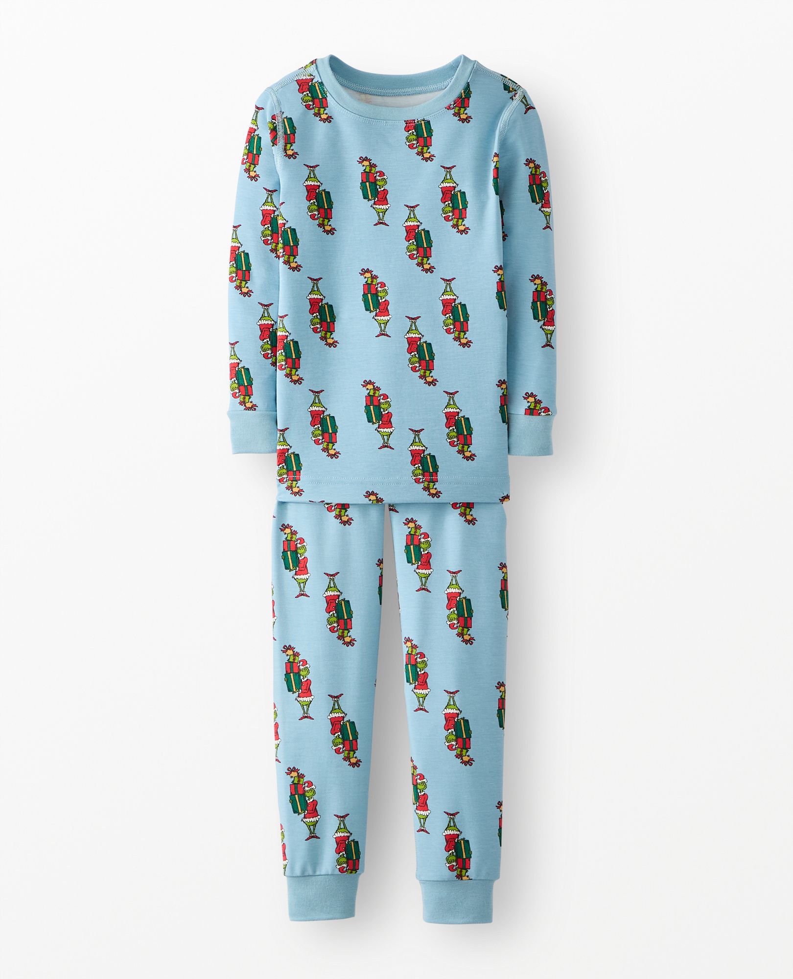 Dr. Seuss Grinch HannaSoft™ Stretch Pajama Set in Grinch Presents on Blue - main