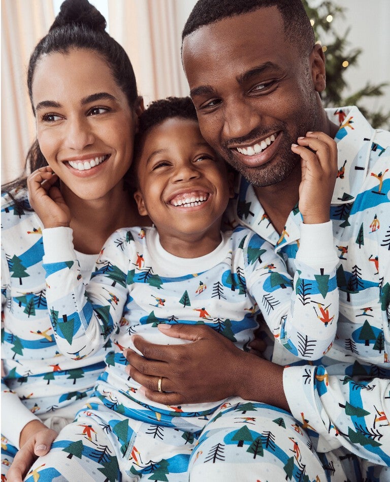 Kids Holiday Long John Pajama Set in Ski Slope - main