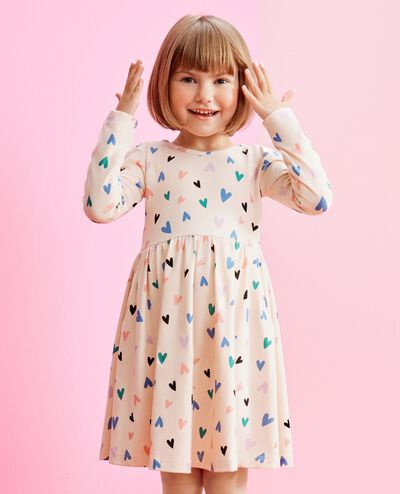 Long Sleeve Skater Dress with Pockets in Fluttering Hearts - main