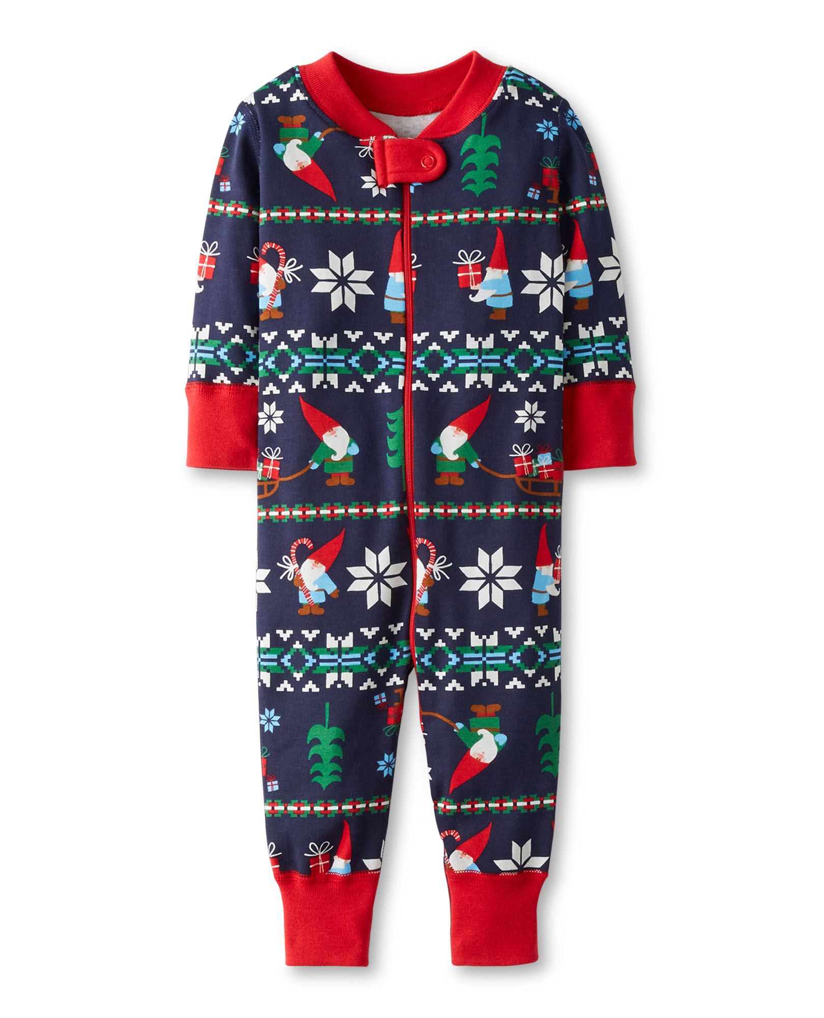Gnome Sweet Holiday Zip Sleeper Pajamas in 100 Cotton Baby Girls Boys Size 0 3 mos by Hanna Andersson