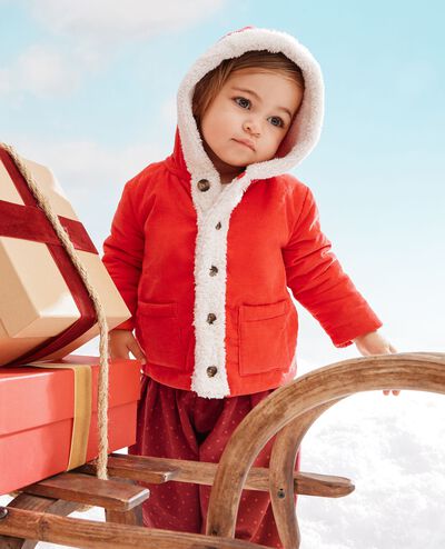 Baby Corduroy Santa Jacket in Holiday Red - main