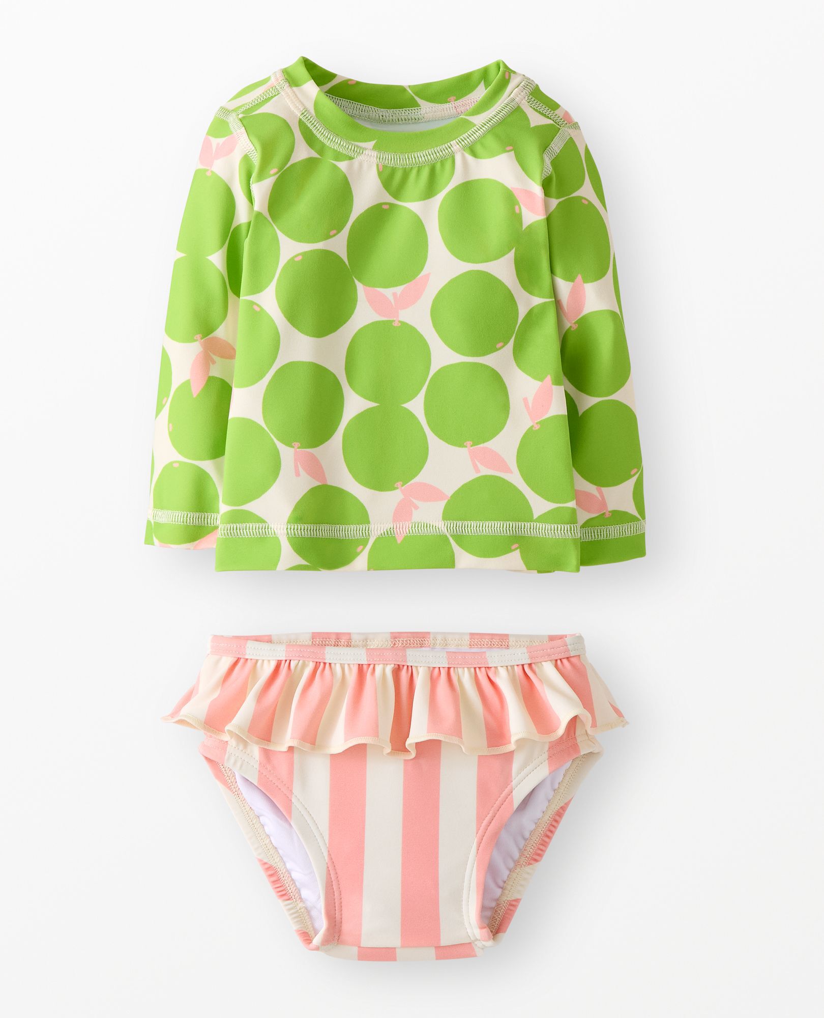 Baby Rashguard & Skirted Bikini Bottom Set in Summer Pomelo - main