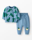 Baby French Terry Sweatshirt & Sweatpants Set in T-Rex on Blue - main