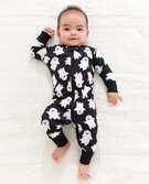 Baby Halloween Zip Sleeper In Organic Cotton in Spooky Smiles on Black - main