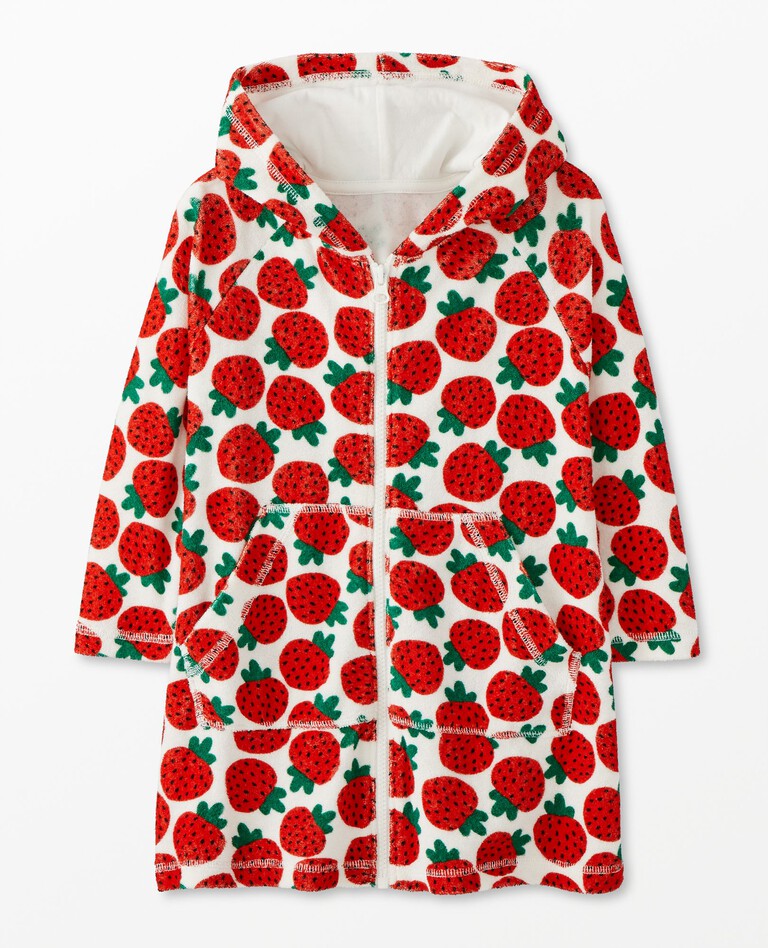Sunsoft Loop Terry Zip Up Hoodie Cover-Up in Strawberry Jam on White - main