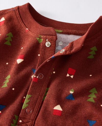 Holiday Waffle Pajama Set in Forest Gnomes on Brown - main