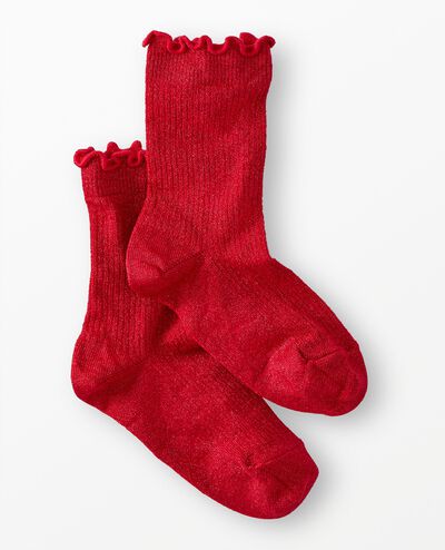 Lettuce Hem Sparkle Socks in Sparkly Red - main