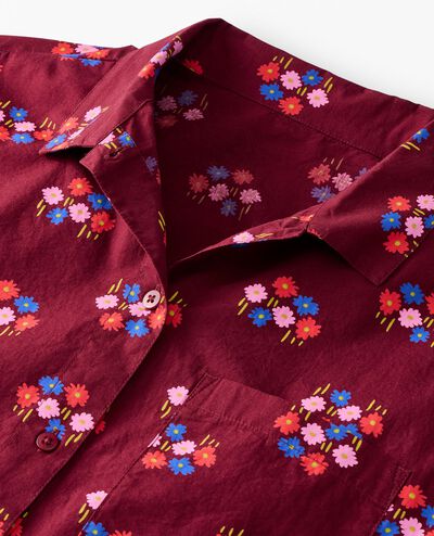 Women's Long Sleeve Poplin Pajama Set in Flowers on Cherry Lacquer - main