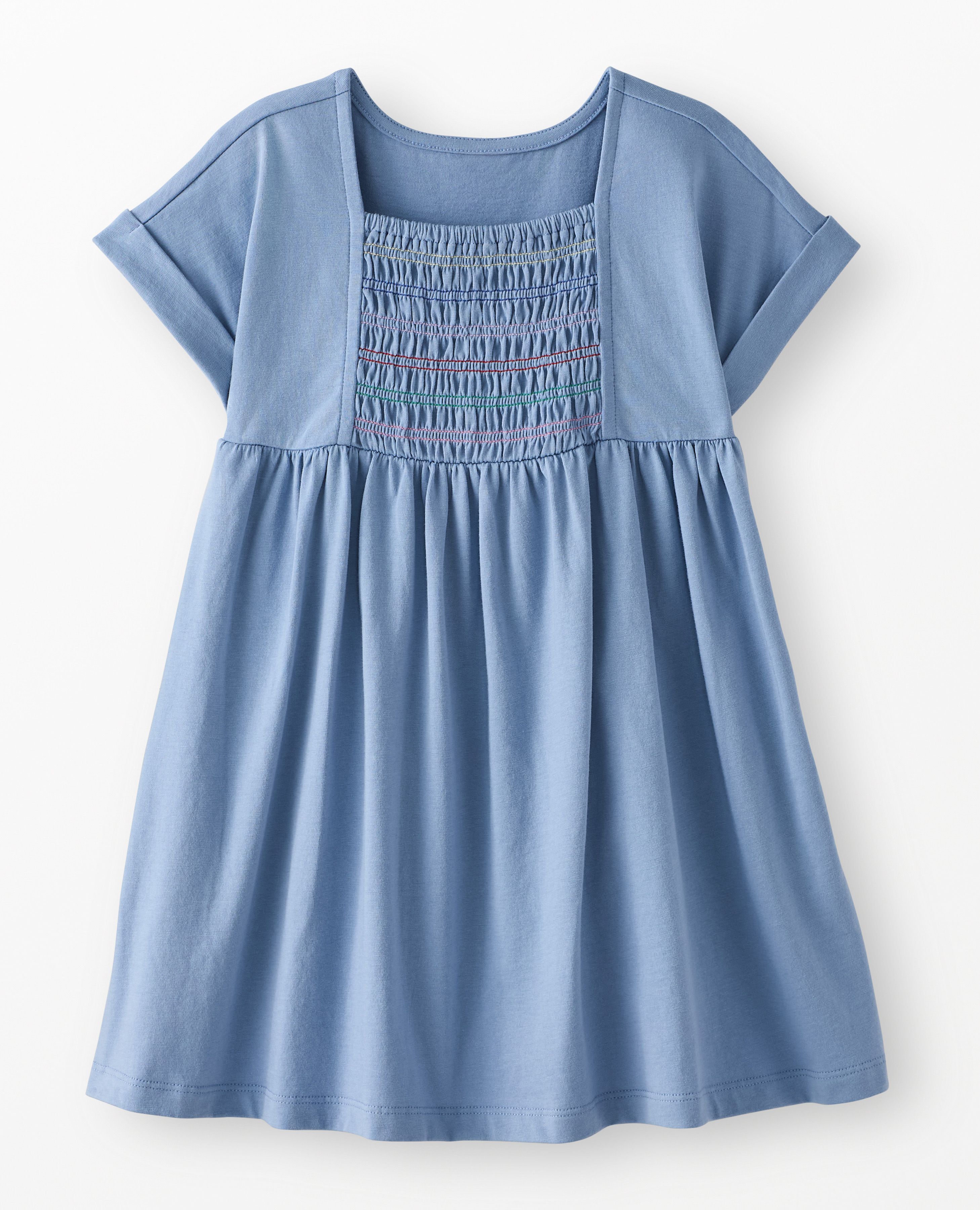 Dolman Sleeve Smocked Dress with Pockets in Forever Blue - main