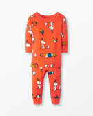 Peanuts Long John Pajamas In Organic Cotton in Snoopy Orange - main