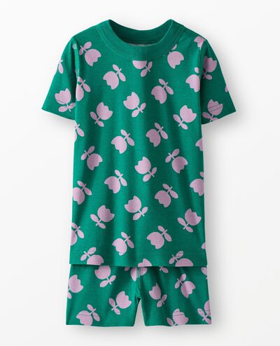 HannaJams™ Pajama Set in Tossed Tulips on Green - main